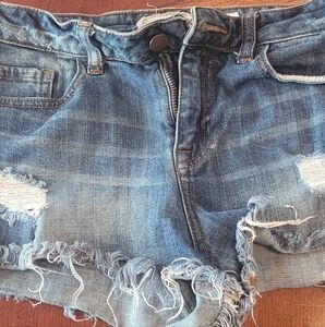 Denim Blue Distressed Women Shorts
